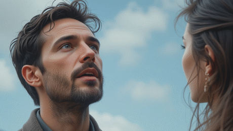 un homme philosophe en face d'une femme